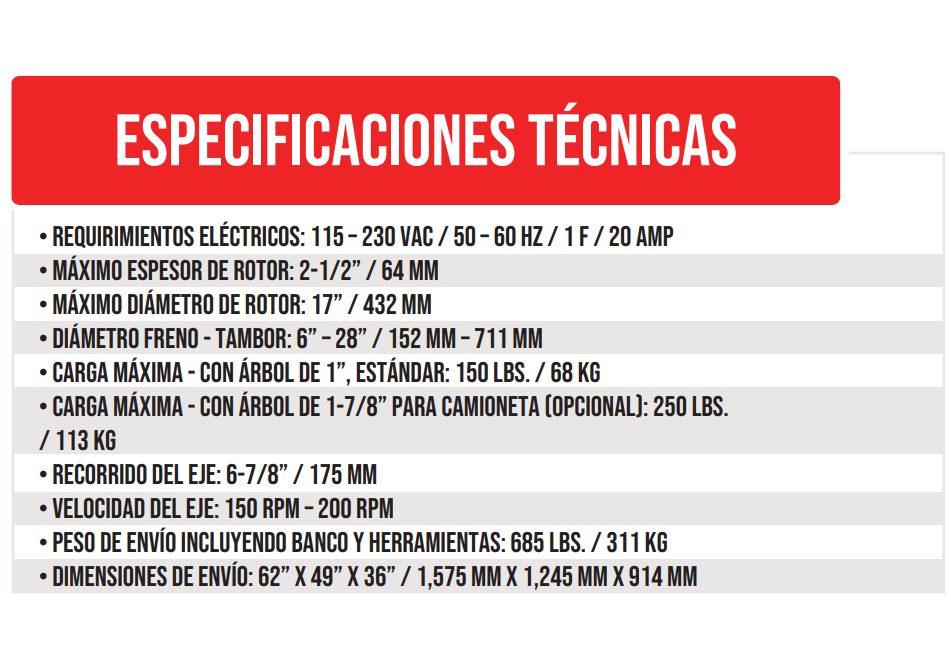Torno Rectificador de Discos y Tambores CR-8500