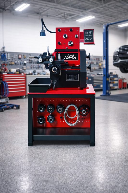 Águila C9372 rectificadora de discos y tambores de freno en taller, torno para frenos para rectificado preciso de rotor y tambor en autos compactos y SUV