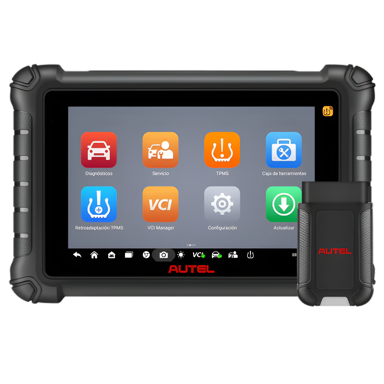 Escáner automotriz Autel DS900TS con interfaz inalámbrica MaxiVCI V150. Diagnóstico multimarca con TPMS, CAN FD y DoIP.