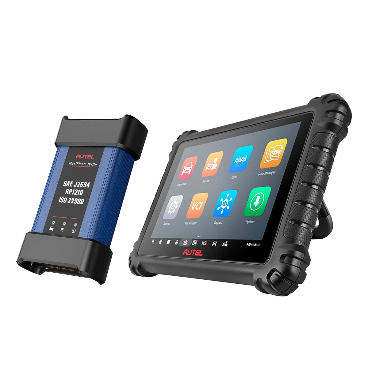 Escáner automotriz Autel MaxiSys 908 S3 con tablet de diagnóstico Full HD y módulo VCI J2534, vista lateral con diseño robusto para talleres.