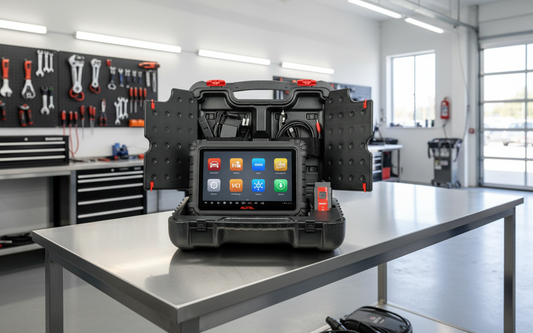 Kit completo Autel MaxiSys MS906 MAX con maletín, accesorios y MaxiVCI V200 listo para diagnóstico automotriz profesional en taller.