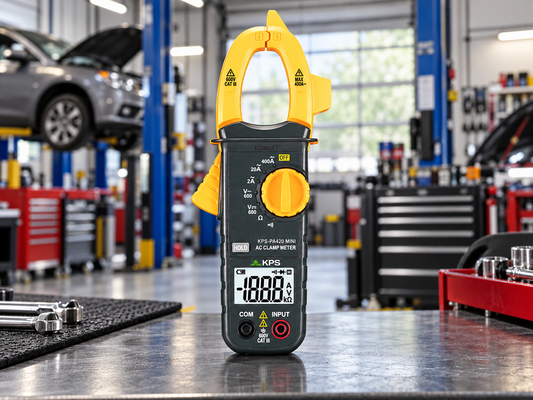 KPS PA420MINI pinza amperimétrica y multímetro automotriz para medir corriente AC hasta 400 A, voltaje AC DC hasta 600 V, resistencia y continuidad