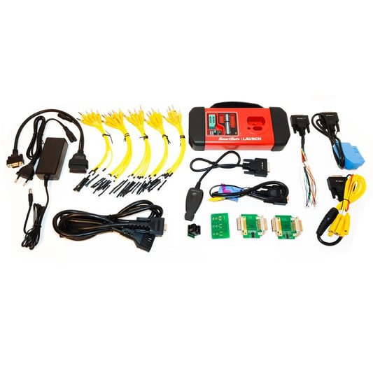 Launch XPROG 3 kit completo con módulo principal, cables, adaptadores y conectores. Equipo avanzado para clonación de ECU, programación de llaves y reemplazo de módulos electrónicos en vehículos de marcas premium.
