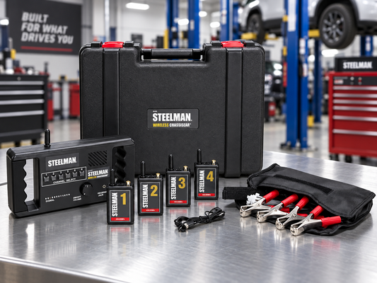 STEELMAN 61082 Wireless ChassisEAR detector de ruidos de chasis inalámbrico con 4 transmisores, receptor, pinzas de micrófono y accesorios para diagnóstico automotriz
