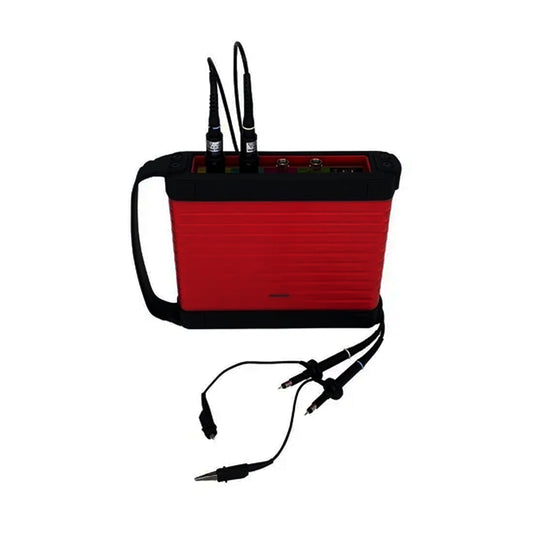 Thinkcar ScopeBox osciloscopio automotriz con cables de prueba conectados. Permite análisis eléctrico avanzado en tiempo real con integración completa a la plataforma THINKTOOL.