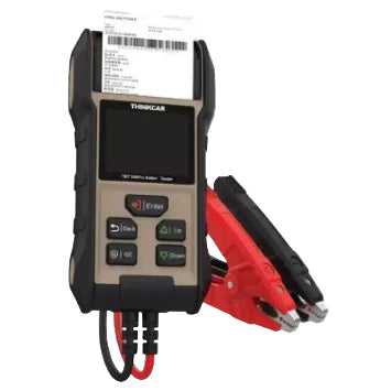 Thinkcar TBT 360 Pro probador profesional de baterías 12V y 24V con impresora térmica integrada y pinzas Kelvin para diagnóstico de arranque, carga y voltaje.