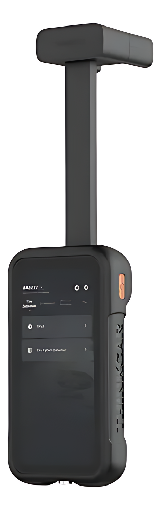 Vista frontal del Thinkcar ThinkEasy TE con brazo extendido, herramienta profesional para diagnóstico preventivo de presión, aceite, frenos, TPMS y evaluación de neumáticos en talleres automotrices.