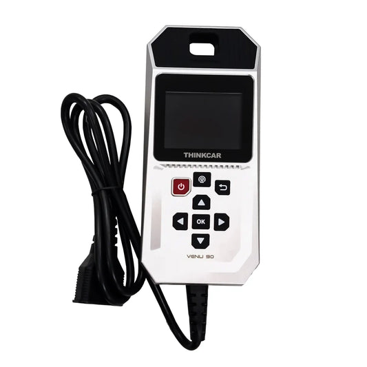 Thinkcar VENU 90 herramienta TPMS autónoma con cable OBD incluido, interfaz clara y batería de 3000 mAh. Activa, programa y clona sensores TPMS sin necesidad de app o escáner externo.