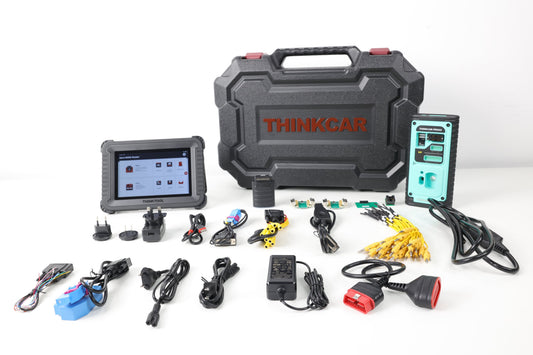 Kit Thinktool Euro IMMO Master con tablet, PROG2, VCI, cables, adaptadores y maletín rígido. Equipo todo en uno para diagnóstico, programación de llaves y clonación de módulos electrónicos.