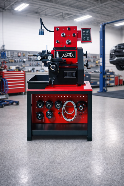 Águila C9372 rectificadora de discos y tambores de freno en taller, torno para frenos para rectificado preciso de rotor y tambor en autos compactos y SUV