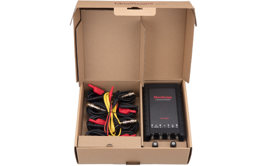 Osciloscopio automotriz Autel MaxiScope MP408 con kit completo de cables y accesorios para diagnóstico eléctrico en taller