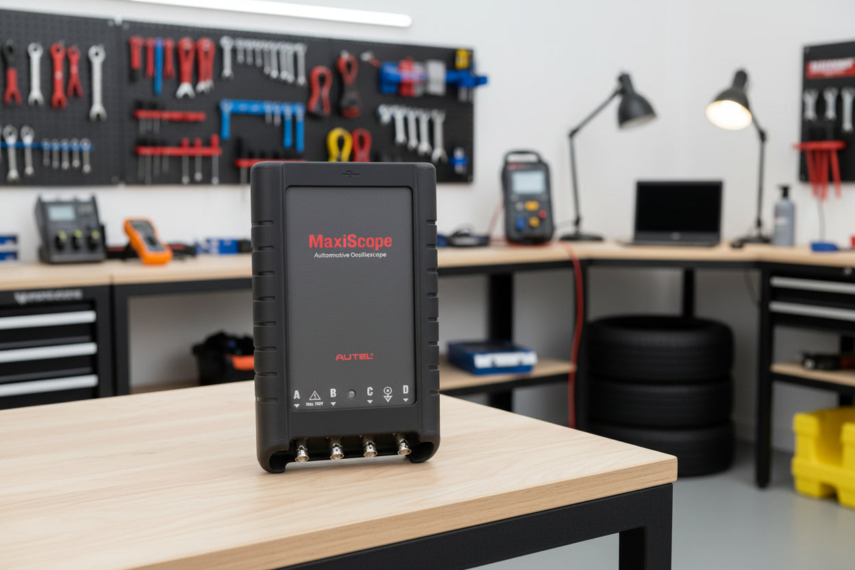Autel MaxiScope MP408 osciloscopio automotriz de 4 canales para diagnóstico eléctrico avanzado en taller mecánico