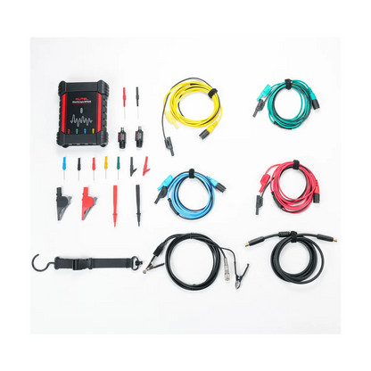 Kit Autel MaxiScope MP608 con accesorios, cables y puntas de prueba para diagnóstico eléctrico automotriz con osciloscopio de 4 canales