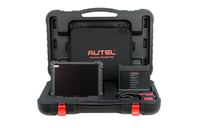 Contenido del kit Autel MaxiSys MS919S2 con MaxiFlash VCMI2 en maleta: tablet 11”, interfaz PassThru y plataforma de diagnóstico con DVI