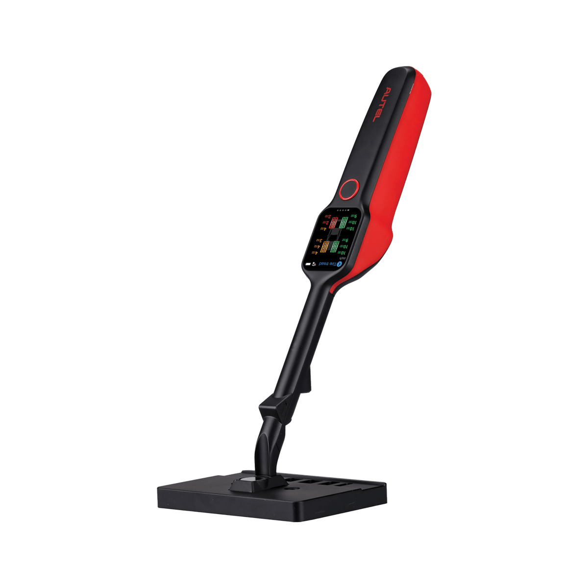 Autel MaxiTPMS TBE200 inspector láser de neumáticos y discos de freno, vista 3/4 con pantalla táctil para quick check y análisis de desgaste