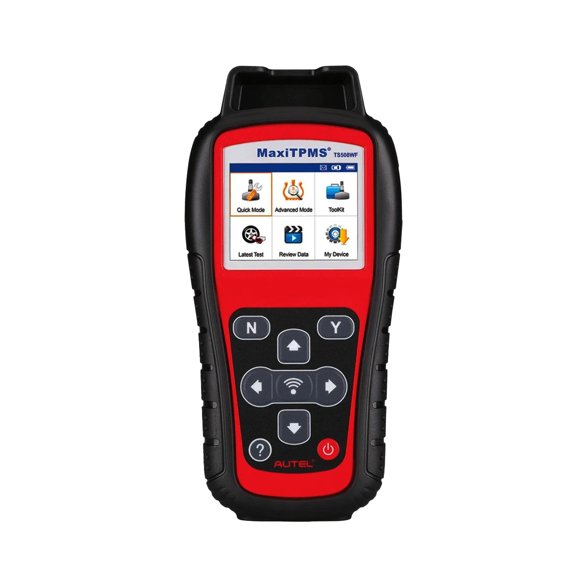 Escáner automotriz Autel MaxiTPMS TS508WF con pantalla a color, diagnóstico OBD completo, activación y programación de sensores TPMS, ideal para talleres profesionales.
