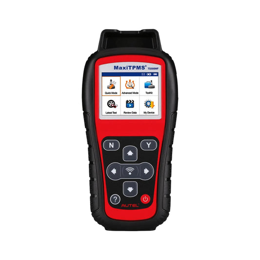 Escáner automotriz Autel MaxiTPMS TS508WF con pantalla a color, diagnóstico OBD completo, activación y programación de sensores TPMS, ideal para talleres profesionales.