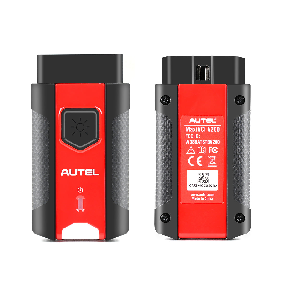Módulo Autel MaxiVCI V200 para conexión inalámbrica y transferencia de datos. Compatible con la tableta KM100 para programación remota y comunicación OBD.