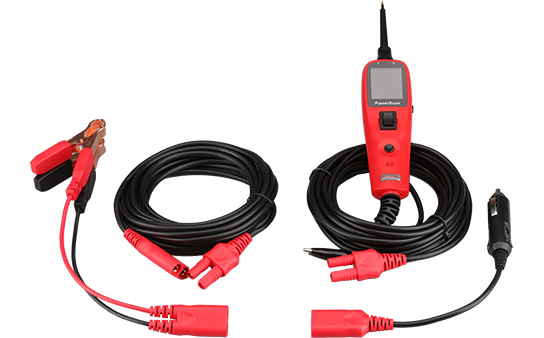 Autel PS100 PowerScan punta lógica para diagnóstico eléctrico automotriz. Incluye cables de 6 metros y conectores para pruebas de continuidad, voltaje, polaridad y activación de componentes.