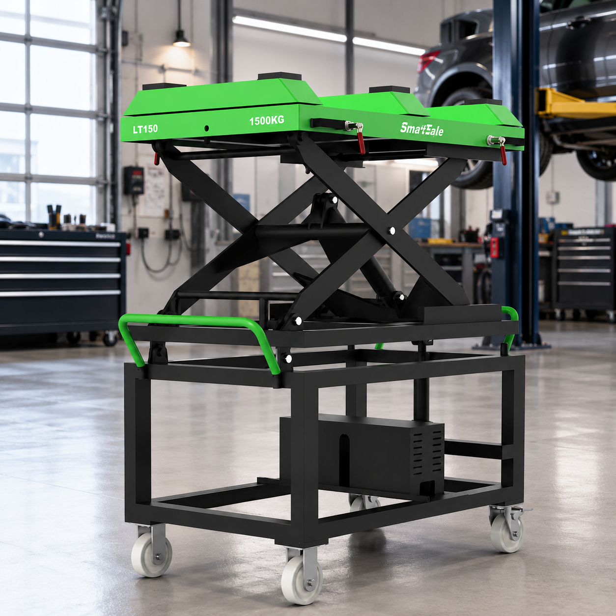 iSmartEV LT150 mesa elevadora para batería EV, diseñada para desmontaje y montaje seguro de paquetes de batería en vehículos eléctricos