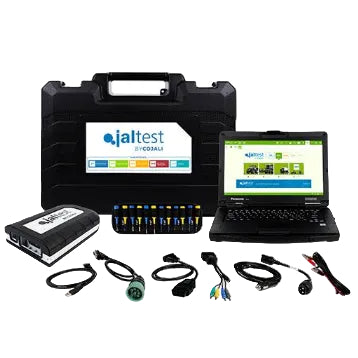 Kit Jaltest AGV scanner para maquinaria agrícola con interface, laptop, cables y conectores para diagnóstico multimarca en tractores y cosechadoras