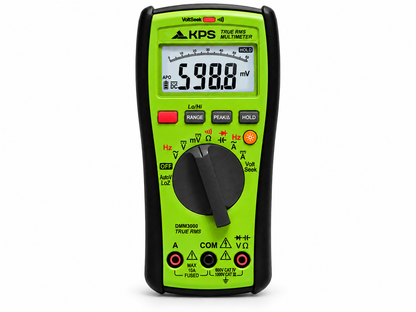 KPS DMM3000 multímetro automotriz digital TRMS para medir hasta 1000 V AC DC, 10 A, resistencia, continuidad, frecuencia y capacitancia