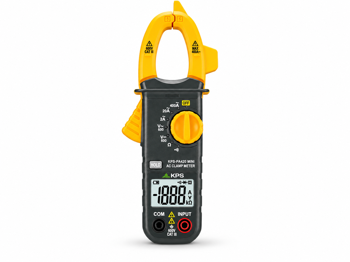 Pinza amperimétrica digital KPS PA420MINI de 400 A AC con medición de voltaje hasta 600 V, resistencia, continuidad y prueba de diodos