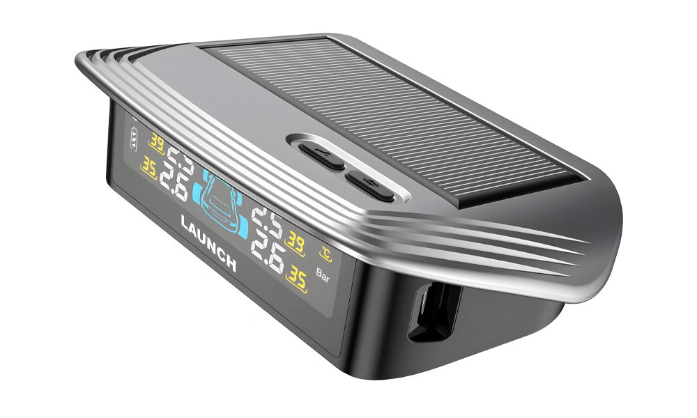 LAUNCH CRT100 monitor TPMS solar para tablero con monitoreo en tiempo real de presión y temperatura de neumáticos en las 4 llantas, con alertas de presión anormal