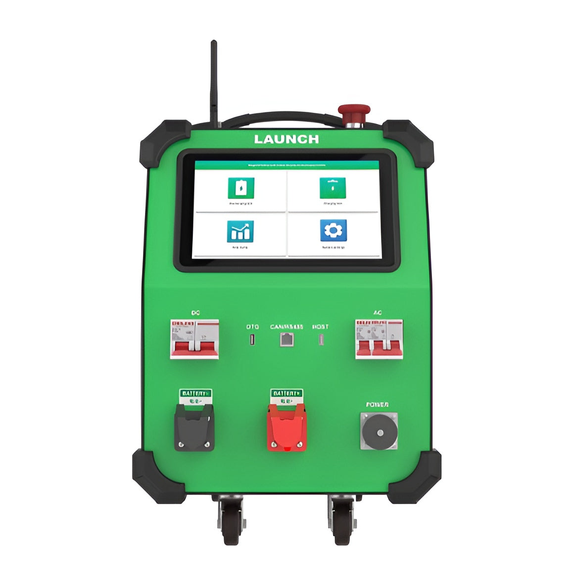 Vista frontal del LAUNCH EVP711 módulo de carga y descarga EV 2–400V con medición por celda y exportación de datos a USB