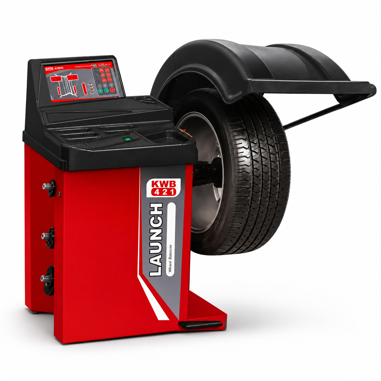 LAUNCH KWB-421 balanceadora de ruedas para vehículos livianos con llanta montada, rango 12 a 24 pulgadas y precisión de balanceo de 1 g