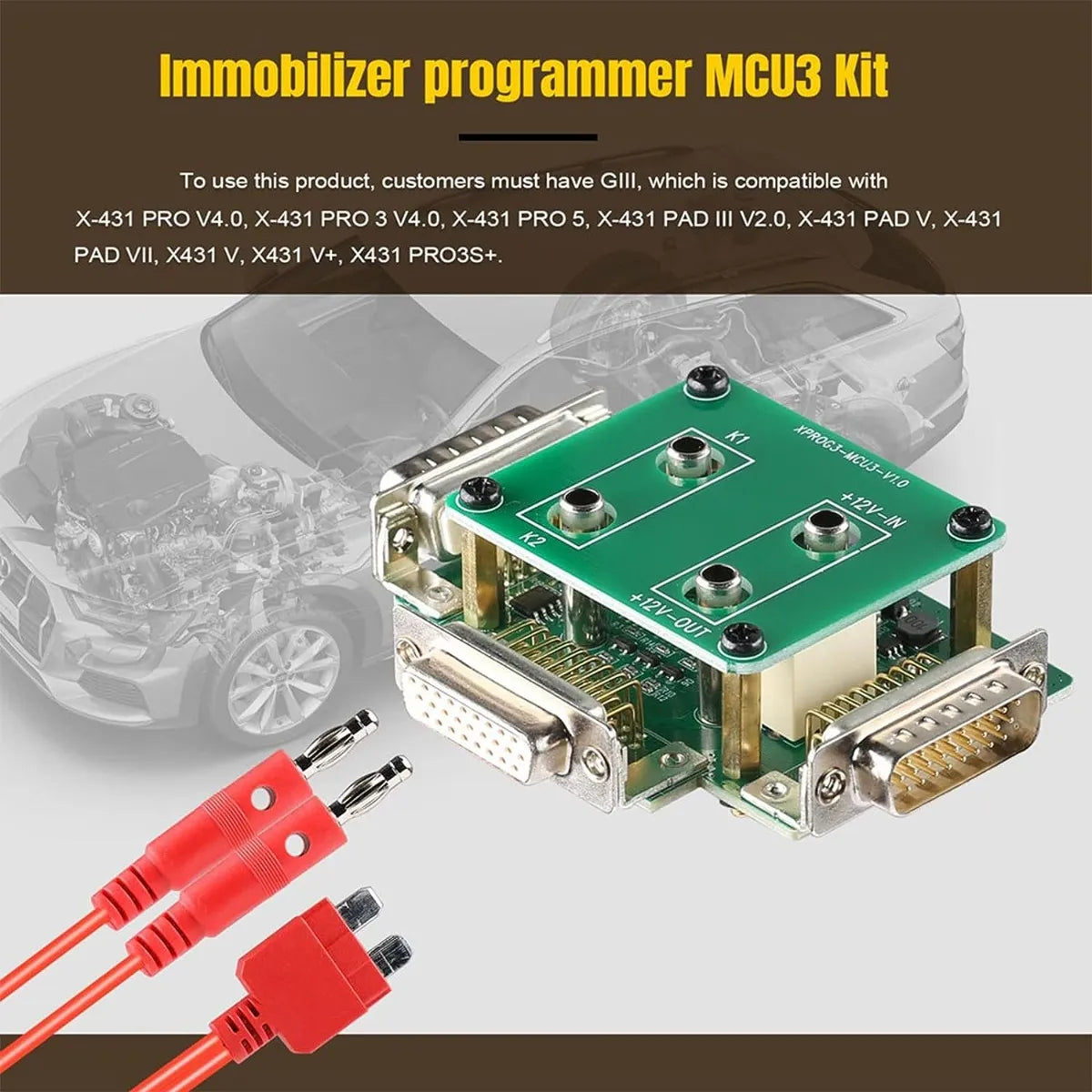 Adaptador LAUNCH MCU3 para X-PROG3 GIII con cables de conexión, accesorio para programación de llaves IMMO y funciones avanzadas de ECU y TCU en equipos X-431