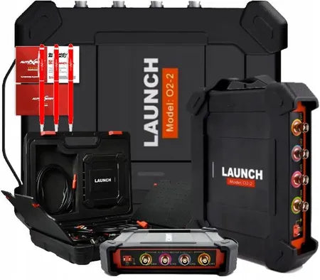 Kit LAUNCH Scopebox O2-2 osciloscopio automotriz 4 canales 100 MHz en maleta con cables, puntas de prueba y pinzas para diagnóstico eléctrico