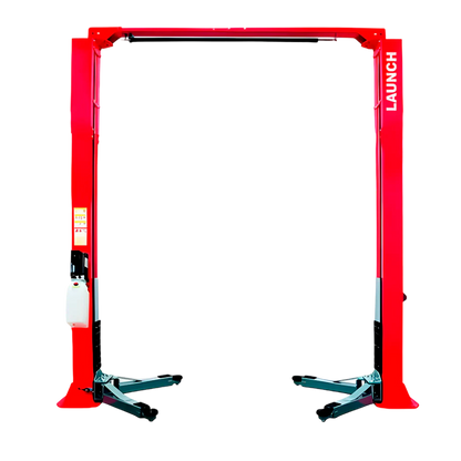 Launch TLT240 SCN rampa hidráulica de 2 postes con capacidad de 4 toneladas, motor de 2.2 kW y desbloqueo bilateral. Su diseño clear-floor deja libre el suelo para mayor comodidad en el taller.