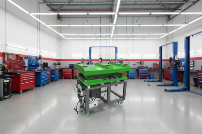 Mesa elevadora LAUNCH TLT615D para batería de vehículo eléctrico en taller, capacidad 1500 kg con control eléctrico de subida y bajada y bloqueo mecánico