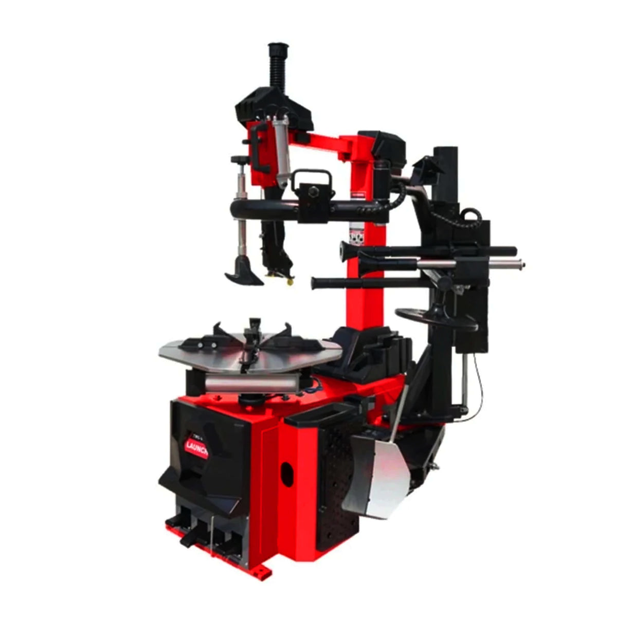 Desmontadora de llantas profesional Launch TWC-621, sistema sin palanca con brazo auxiliar eléctrico ajustable, compatible con rines de 9 a 26 pulgadas y neumáticos run-flat o perfil bajo, ideal para talleres de alto rendimiento.