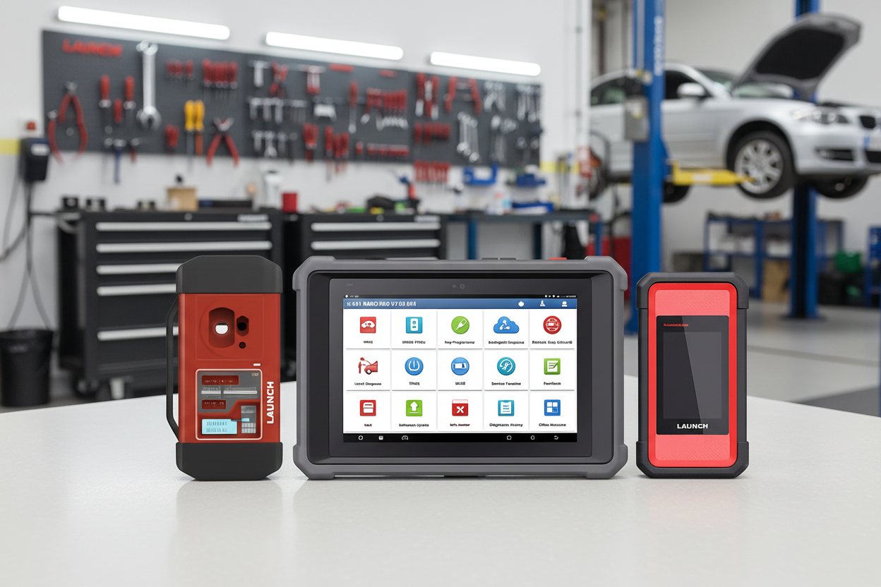 LAUNCH X-431 IMMO PAD en taller automotriz, equipo para programación de llaves, IMMO PROG y diagnóstico OE-level con SmartLink C.