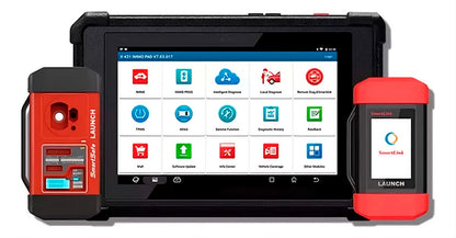 LAUNCH X-431 IMMO PAD con tablet 10.1 pulgadas, VCI SmartLink C y módulo adicional para programación IMMO, emparejamiento de llaves y diagnóstico automotriz profesional.