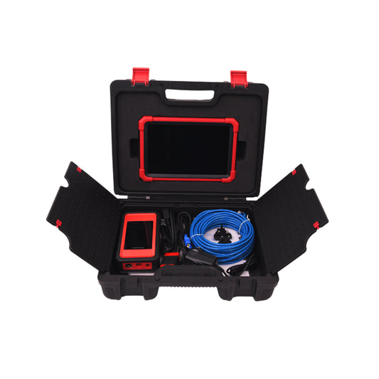 Launch X-431 PRO3 LINK HD en maletín reforzado con tablet, módulo SmartLink, cables y adaptadores OBD y HD incluidos. Equipo de diagnóstico para servicio pesado y flotas.
