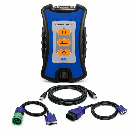 NEXIQ USB-Link 3 VCI heavy duty compatible con RP1210, J2534, CAN FD y DoIP para diagnóstico profesional de vehículos comerciales