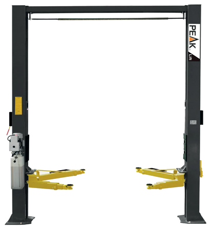 PEAK 210SAC elevador de 2 postes con portería 4.5 toneladas, brazos súper asimétricos y liberación de seguro a un punto para trabajo diario en taller