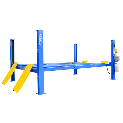 Elevador de 4 postes PEAK KAL-412AX para alineación con automóvil, capacidad 12,000 lb, uso profesional en taller