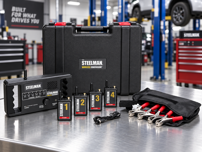 STEELMAN 61082 Wireless ChassisEAR detector de ruidos de chasis inalámbrico con 4 transmisores, receptor, pinzas de micrófono y accesorios para diagnóstico automotriz