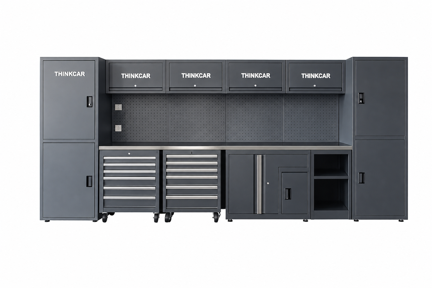 THINKCAR ARW462 estación de trabajo para reparación automotriz con gabinete de acero, 7 cajones, armarios modulares y mesa para taller