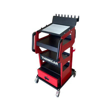 Carrito Thinkcar (Thinktool Trolley) vacío con estructura de acero reforzado. Incluye bandeja superior ergonómica, estantes para herramientas, cajón con cerradura y ruedas con freno para movilidad en taller.