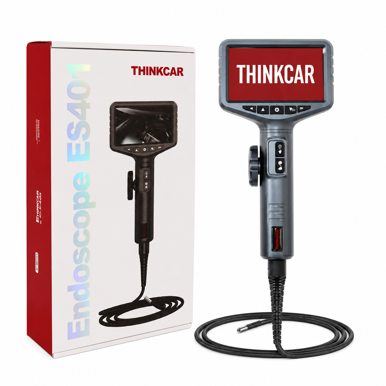 THINKCAR ES401 endoscopio automotriz de doble lente con pantalla HD de 5 pulgadas para diagnóstico visual en taller