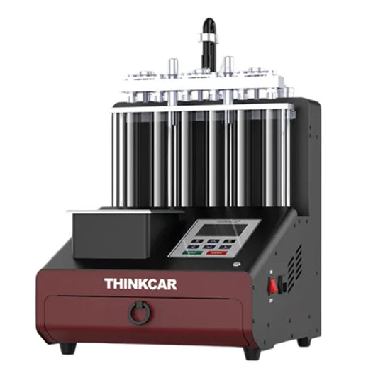 Thinkcar GDI 200 laboratorio de diagnóstico y limpieza ultrasónica para inyectores GDI, EFI y piezoeléctricos. Equipo profesional que prueba hasta 6 inyectores simultáneamente con presión regulable y reportes de taller.