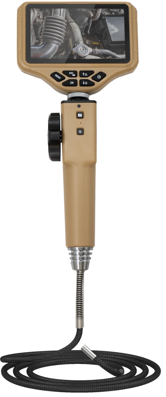 Thinkcar TES 402 videoscopio digital con pantalla LCD de 4.5” HD (1280x720 px), cámara de alta resolución y cable semirrígido extralargo para inspección en motores, tuberías y espacios reducidos.