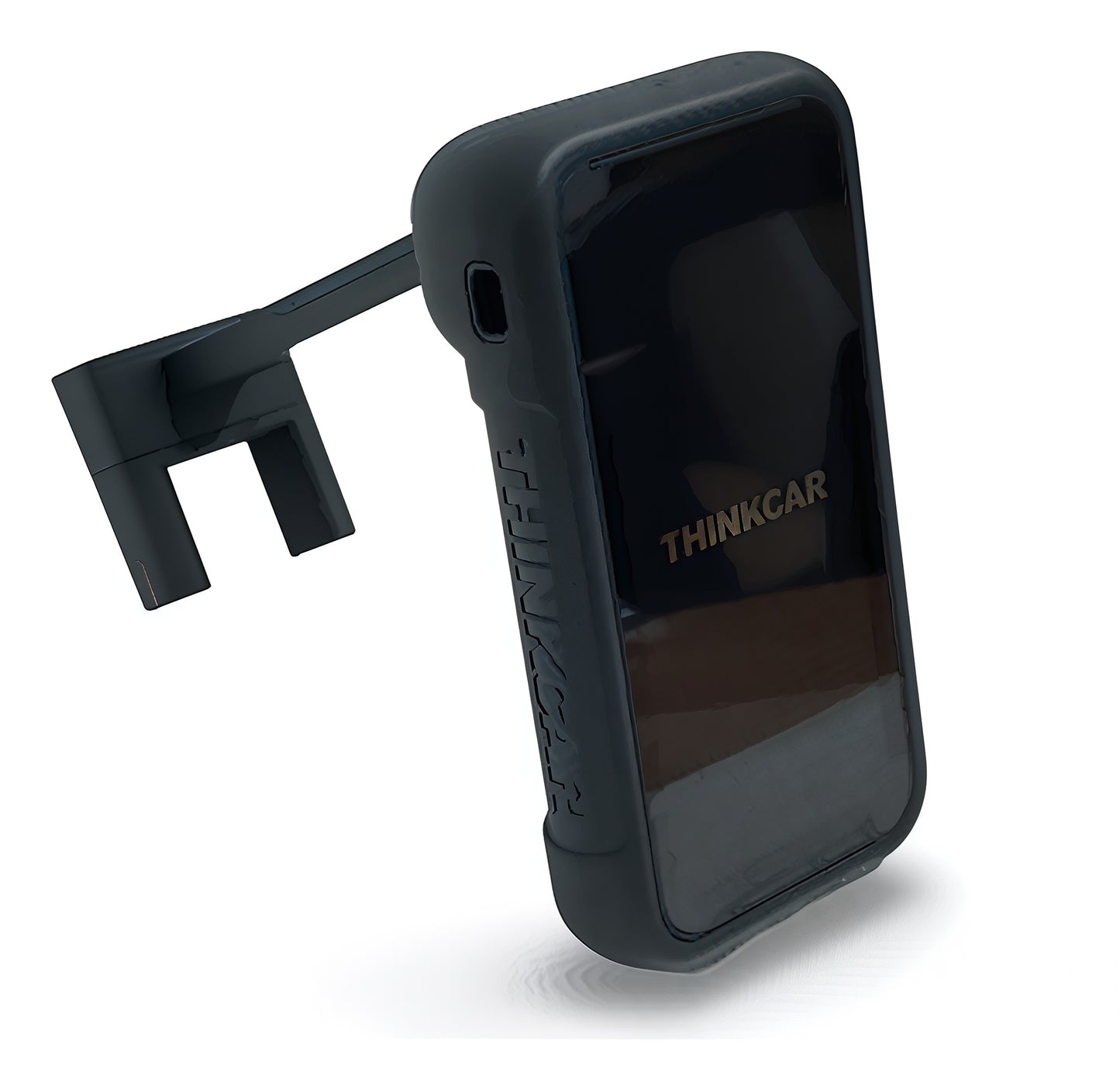 Thinkcar ThinkEasy TE probador de mantenimiento automotriz multifunción en vista diagonal, equipo para presión de aceite, combustible GDI, compresión, análisis de fluidos, TPMS y neumáticos.
