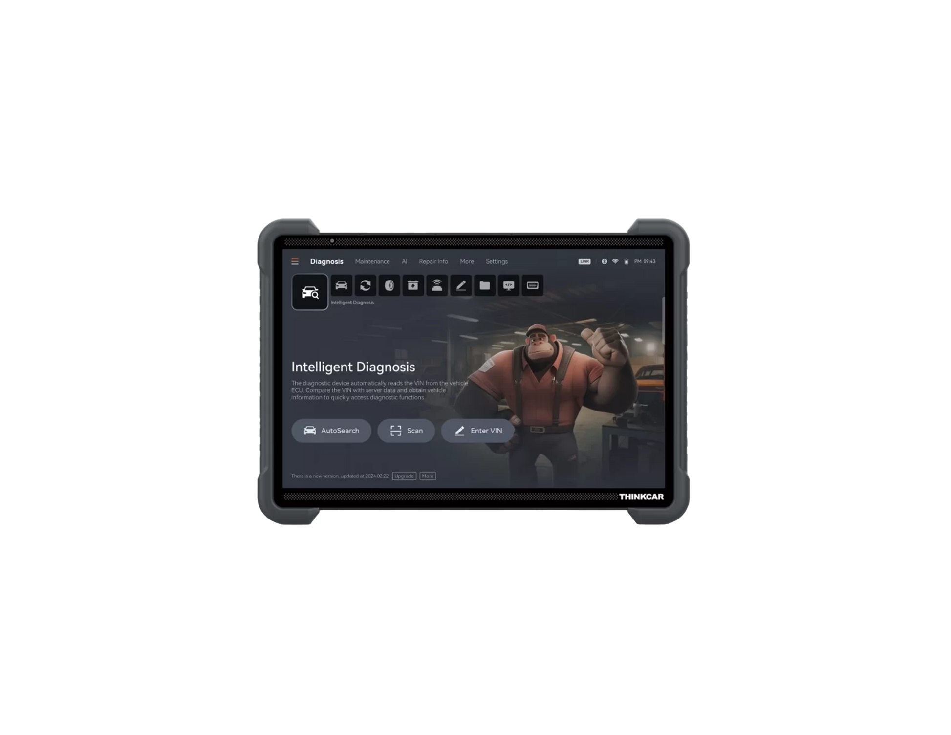 Tablet del escáner automotriz Thinktool Expert 394 de frente mostrando diagnóstico inteligente con inteligencia artificial