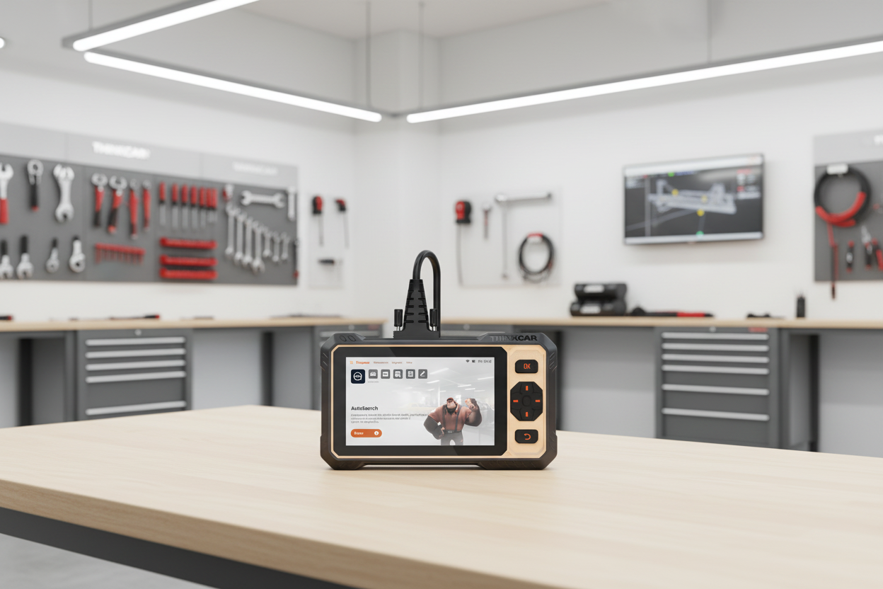 Escáner OBD2 THINKTOOL Reader 8 en taller para diagnóstico de sistema completo con CAN FD, datos en vivo, borrado de DTC y pruebas de actuadores